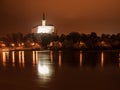 Decin Castle reflected in Elbe River by night, Czech Republic, Europe Royalty Free Stock Photo