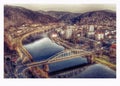 Decin, Czech republic - December 11, 2011: city from Pastyrska stena view