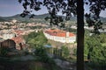 Decin, Czech republic - June 14, 2019: lock viewed from Pastyrska stena view at summer sunset