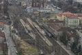 Decin station in winter cloudy day