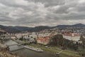 Decin town and river Labe in winter day Royalty Free Stock Photo