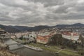 Decin town and river Labe in winter day