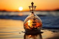 Deciphering a message in a bottle at sea, carrying dreams and hopes across the waves