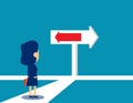 Decision of business and direction life. Concept business choice vector illustration, Cross Roads, Road Sign, Kid or Cute flat