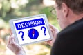 Decision concept on a tablet Royalty Free Stock Photo