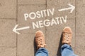 Decision with german text positiv negativ, in english positive negative