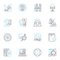 Decision-making body linear icons set. Board, Committee, Council, Panel, Assembly, Tribunal, Caucus line vector and Royalty Free Stock Photo