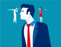 Decision making of business people. Concept business vector illustration, Devil and angle, Flat business cartoon, Confusion, Royalty Free Stock Photo