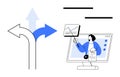 Decision Making and Online Learning Concept with Data Presentation and Direction Arrows Royalty Free Stock Photo