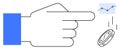 Decision-Making Concept with Pointing Hand, Graph, and Falling Coin Royalty Free Stock Photo