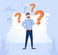 Decision making confusion and successful option choice tiny person concept. Doubt and struggle about strategy, path. Royalty Free Stock Photo