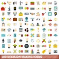 100 decision making icons set, flat style Royalty Free Stock Photo