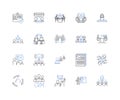 Decision-Making Meeting line icons collection. Choices, Debate, Analysis, Options, Consensus, Alternatives, Negotiation