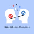 Decision making, outweigh scale, positive or negative, between two sides, negotiation and persuasion Royalty Free Stock Photo