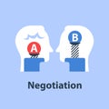 Decision making, outweigh scale, positive or negative, between two sides, negotiation and persuasion Royalty Free Stock Photo