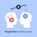 Decision making, outweigh scale, positive or negative, between two sides, negotiation and persuasion Royalty Free Stock Photo