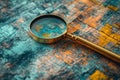 decision-making process, a collage of decision-making symbols on a fading map, a magnifying glass accentuating a Royalty Free Stock Photo