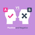 Decision making, pros and cons, versus concept, opinion poll sociology, argumentation dialog, two sides Royalty Free Stock Photo