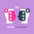 Decision making, pros and cons, versus concept, opinion poll sociology, argumentation dialog, two sides Royalty Free Stock Photo