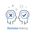 Decision making under uncertainty, choice fork, mental trap, logical solution, critical thinking