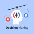 Decision making, pros and cons, versus concept, opinion poll sociology, argumentation dialog, two sides