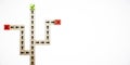 Decision path concept with arrows and check marks on a white background. 3D Rendering