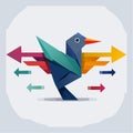 Decision Point Stylized Bird with Arrows Royalty Free Stock Photo