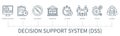 Decision support system vector infographic in minimal outline style