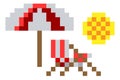 Deck Beach Chair Pixel 8 Bit Video Game Art Icon