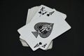 Deck of card in black background. Ace of spade Royalty Free Stock Photo