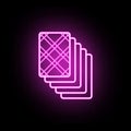 Deck of cards on the back neon icon. Simple thin line, outline vector of casino icons for ui and ux, website or mobile application