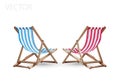 3d realistic vector vacation icon set beach sunbed in three different colours. Summertime relax. Deck chair or Beach Royalty Free Stock Photo