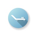 Deck chair blue flat design long shadow glyph icon