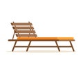 Deck chair icon for summer rest. Beach wooden furniture for sunbathing and relaxing.