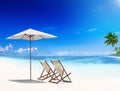 Deck Chair on Tropical Beach Royalty Free Stock Photo