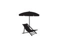 Deck chair umbrella summer beach holiday symbol icon Royalty Free Stock Photo
