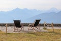 Deck chair on View of Innsbruck aerial view from Hafelekarspitze mountain