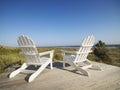 Deck chairs at beach. Royalty Free Stock Photo