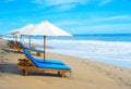 Deck chairs beach parasols, Bali