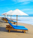 Deck chairs beach parasols, Bali