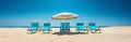 Deck chairs beach, sandy beach, Summer mood, sunbed vacation Royalty Free Stock Photo