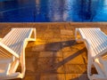 Deck chairs pool Royalty Free Stock Photo