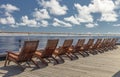 Deck sun chairs ready for cruise passengers Royalty Free Stock Photo