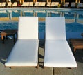 Deck Chairs at Resort Pool Royalty Free Stock Photo