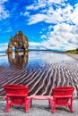 Deck chairs set in front of Hvitsercur