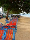 Deck chairs in a spectrum of colour