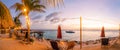 Deck chairs in the Sunset at the coast Curacao Views