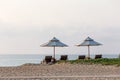 Deck chairs and sunshade