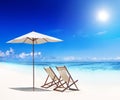 Deck Chairs White Sand Beach Concept Royalty Free Stock Photo