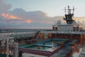 Deck of cruise liner and dawn, Caribbean Sea Royalty Free Stock Photo